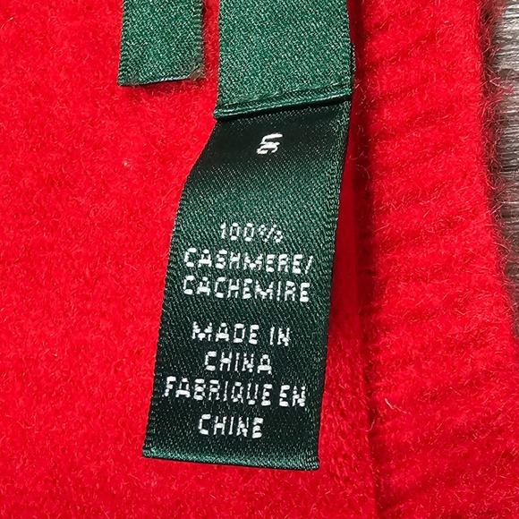 Lauren Ralph Lauren Red 100% Cashmere Wrap Front Sweater Womens L - Picture 6 of 9
